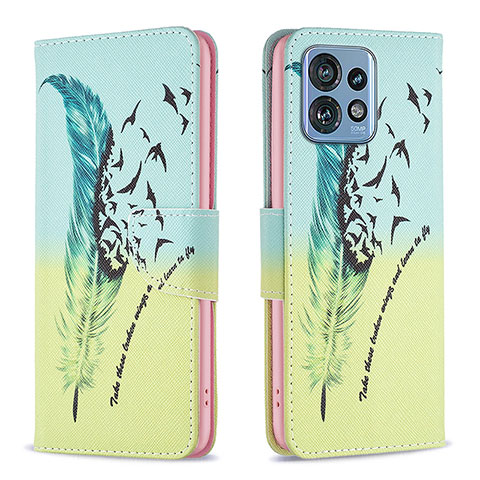 Coque Portefeuille Motif Fantaisie Livre Cuir Etui Clapet B01F pour Motorola Moto X40 5G Pastel Vert