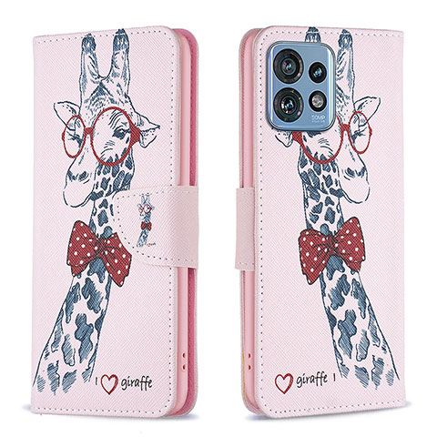 Coque Portefeuille Motif Fantaisie Livre Cuir Etui Clapet B01F pour Motorola Moto X40 5G Rose