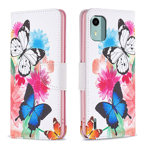 Coque Portefeuille Motif Fantaisie Livre Cuir Etui Clapet B01F pour Nokia C12 Plus Colorful