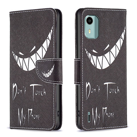 Coque Portefeuille Motif Fantaisie Livre Cuir Etui Clapet B01F pour Nokia C12 Pro Noir