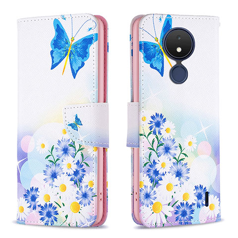 Coque Portefeuille Motif Fantaisie Livre Cuir Etui Clapet B01F pour Nokia C21 Bleu