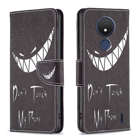 Coque Portefeuille Motif Fantaisie Livre Cuir Etui Clapet B01F pour Nokia C21 Noir