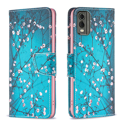 Coque Portefeuille Motif Fantaisie Livre Cuir Etui Clapet B01F pour Nokia C210 Cyan