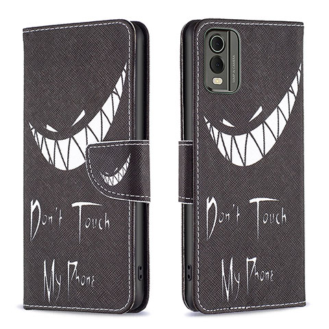 Coque Portefeuille Motif Fantaisie Livre Cuir Etui Clapet B01F pour Nokia C210 Noir