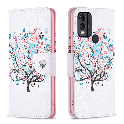 Coque Portefeuille Motif Fantaisie Livre Cuir Etui Clapet B01F pour Nokia C22 Blanc