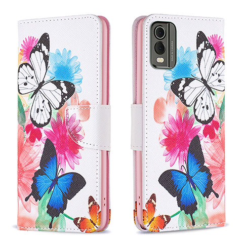 Coque Portefeuille Motif Fantaisie Livre Cuir Etui Clapet B01F pour Nokia C32 Colorful