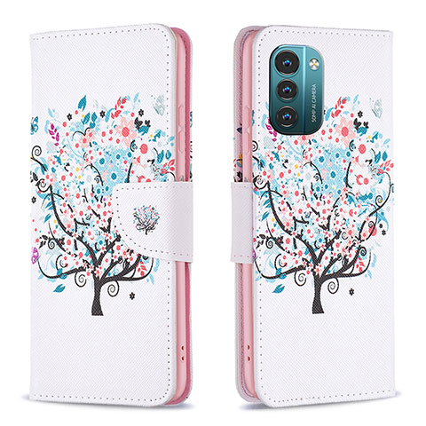 Coque Portefeuille Motif Fantaisie Livre Cuir Etui Clapet B01F pour Nokia G11 Blanc