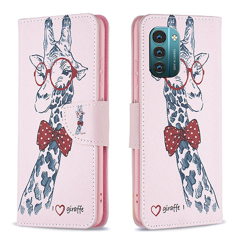 Coque Portefeuille Motif Fantaisie Livre Cuir Etui Clapet B01F pour Nokia G11 Rose