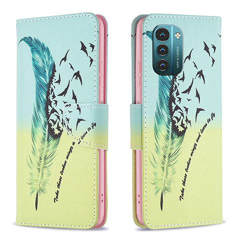 Coque Portefeuille Motif Fantaisie Livre Cuir Etui Clapet B01F pour Nokia G21 Pastel Vert