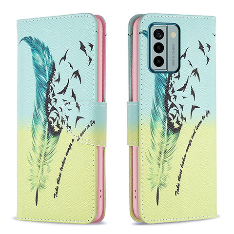 Coque Portefeuille Motif Fantaisie Livre Cuir Etui Clapet B01F pour Nokia G22 Pastel Vert