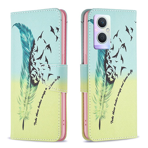 Coque Portefeuille Motif Fantaisie Livre Cuir Etui Clapet B01F pour OnePlus Nord N20 5G Pastel Vert