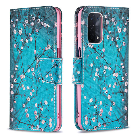 Coque Portefeuille Motif Fantaisie Livre Cuir Etui Clapet B01F pour OnePlus Nord N200 5G Cyan