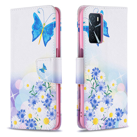 Coque Portefeuille Motif Fantaisie Livre Cuir Etui Clapet B01F pour Oppo A16s Bleu