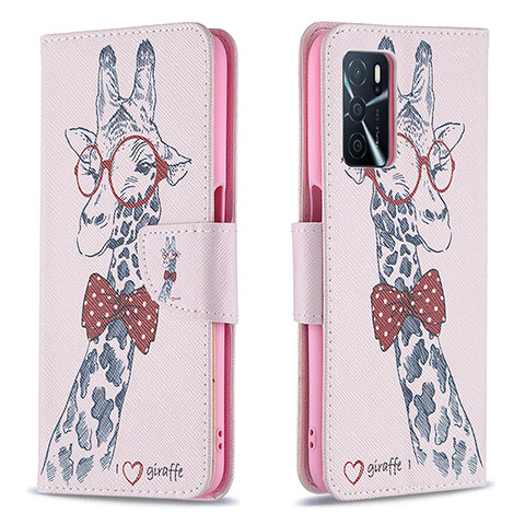 Coque Portefeuille Motif Fantaisie Livre Cuir Etui Clapet B01F pour Oppo A16s Rose