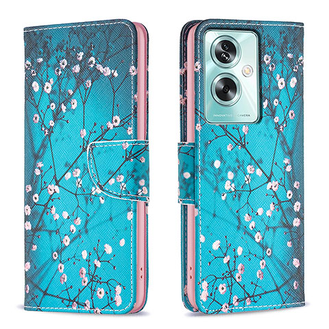 Coque Portefeuille Motif Fantaisie Livre Cuir Etui Clapet B01F pour Oppo A2 5G Cyan