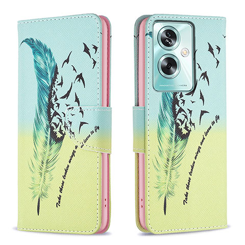 Coque Portefeuille Motif Fantaisie Livre Cuir Etui Clapet B01F pour Oppo A79 5G Pastel Vert