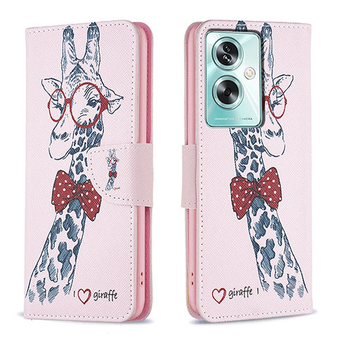 Coque Portefeuille Motif Fantaisie Livre Cuir Etui Clapet B01F pour Oppo A79 5G Rose