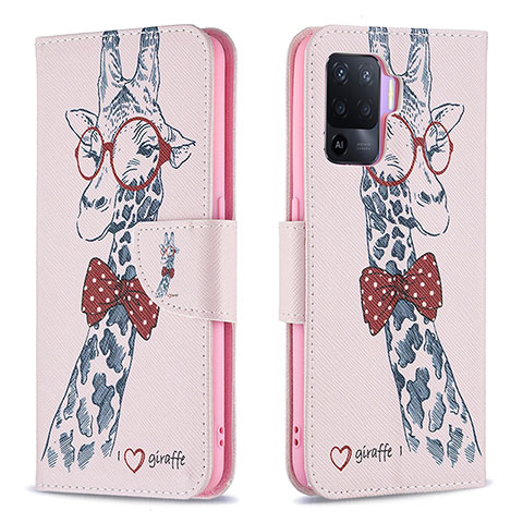 Coque Portefeuille Motif Fantaisie Livre Cuir Etui Clapet B01F pour Oppo A94 4G Rose