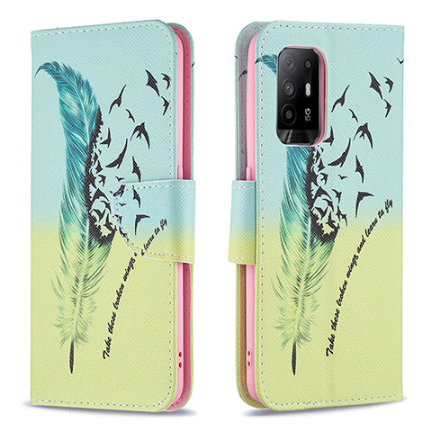 Coque Portefeuille Motif Fantaisie Livre Cuir Etui Clapet B01F pour Oppo A95 5G Pastel Vert