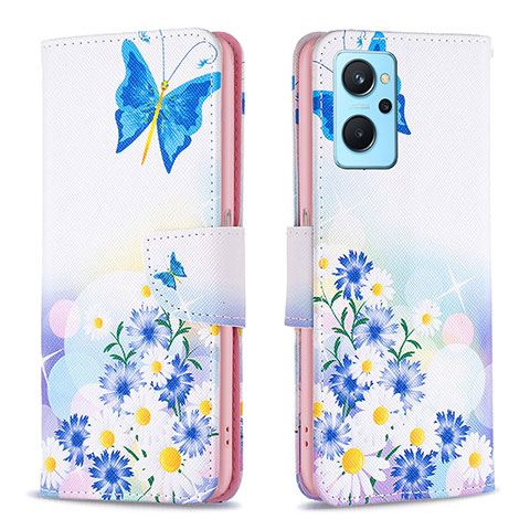 Coque Portefeuille Motif Fantaisie Livre Cuir Etui Clapet B01F pour Oppo A96 4G Bleu