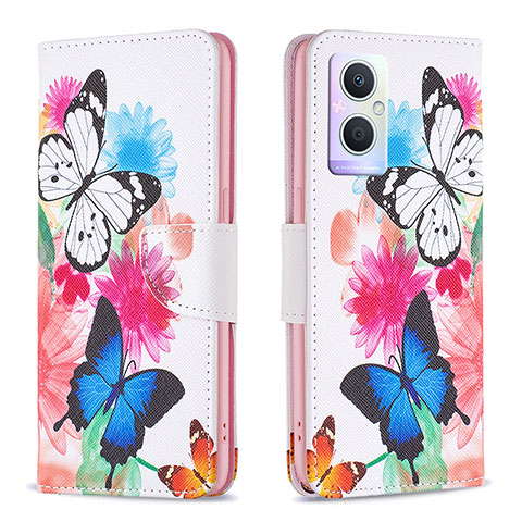 Coque Portefeuille Motif Fantaisie Livre Cuir Etui Clapet B01F pour Oppo A96 5G Colorful