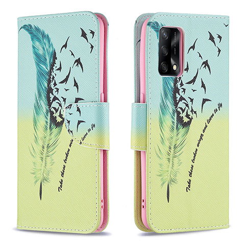 Coque Portefeuille Motif Fantaisie Livre Cuir Etui Clapet B01F pour Oppo F19 Pastel Vert