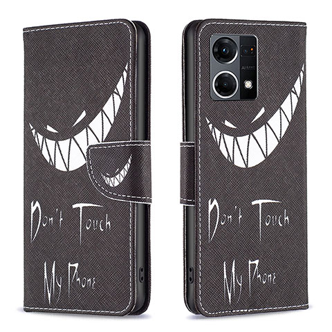 Coque Portefeuille Motif Fantaisie Livre Cuir Etui Clapet B01F pour Oppo F21 Pro 4G Noir