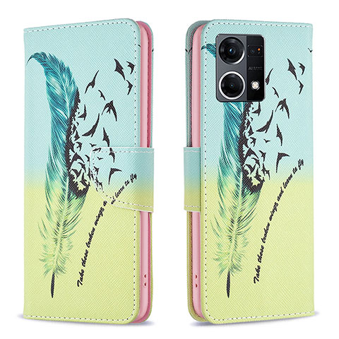 Coque Portefeuille Motif Fantaisie Livre Cuir Etui Clapet B01F pour Oppo F21 Pro 4G Pastel Vert