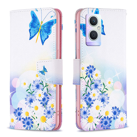 Coque Portefeuille Motif Fantaisie Livre Cuir Etui Clapet B01F pour Oppo F21 Pro 5G Bleu