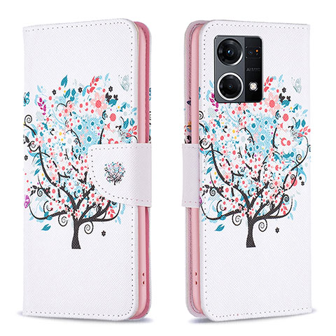 Coque Portefeuille Motif Fantaisie Livre Cuir Etui Clapet B01F pour Oppo F21s Pro 4G Blanc