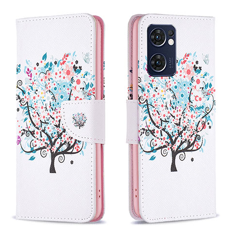 Coque Portefeuille Motif Fantaisie Livre Cuir Etui Clapet B01F pour Oppo Find X5 Lite 5G Blanc