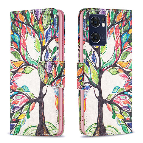 Coque Portefeuille Motif Fantaisie Livre Cuir Etui Clapet B01F pour Oppo Find X5 Lite 5G Vert