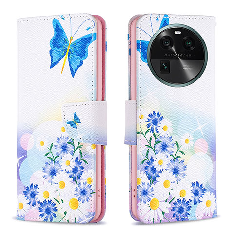 Coque Portefeuille Motif Fantaisie Livre Cuir Etui Clapet B01F pour Oppo Find X6 5G Bleu