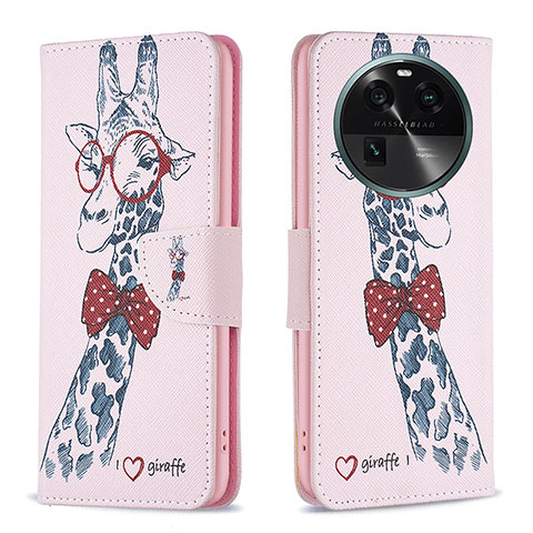 Coque Portefeuille Motif Fantaisie Livre Cuir Etui Clapet B01F pour Oppo Find X6 Pro 5G Rose