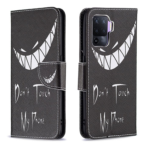 Coque Portefeuille Motif Fantaisie Livre Cuir Etui Clapet B01F pour Oppo Reno5 Lite Noir