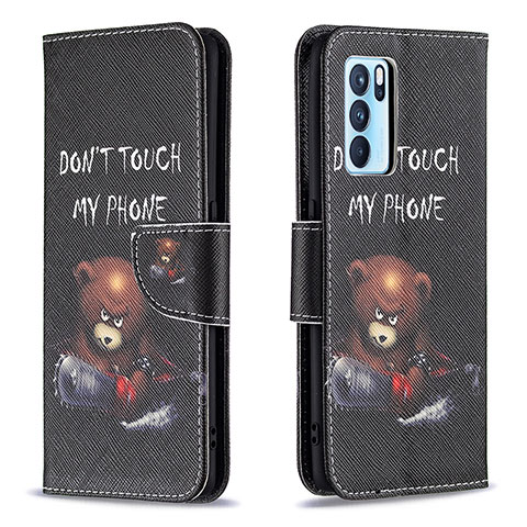 Coque Portefeuille Motif Fantaisie Livre Cuir Etui Clapet B01F pour Oppo Reno6 Pro 5G India Gris Fonce