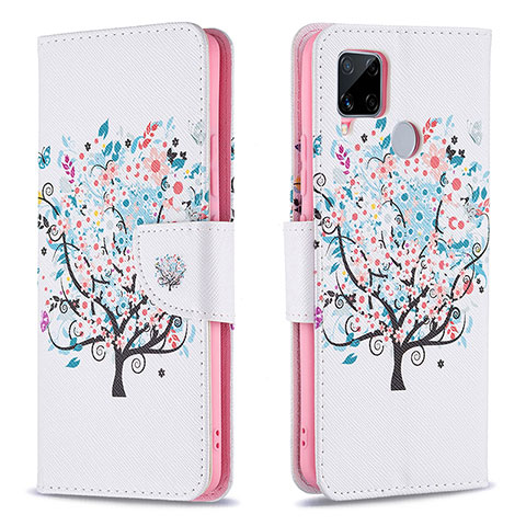 Coque Portefeuille Motif Fantaisie Livre Cuir Etui Clapet B01F pour Realme 7i RMX2193 Blanc