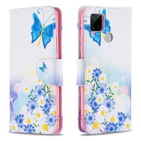 Coque Portefeuille Motif Fantaisie Livre Cuir Etui Clapet B01F pour Realme 7i RMX2193 Bleu