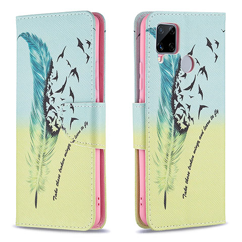 Coque Portefeuille Motif Fantaisie Livre Cuir Etui Clapet B01F pour Realme 7i RMX2193 Pastel Vert