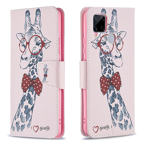 Coque Portefeuille Motif Fantaisie Livre Cuir Etui Clapet B01F pour Realme 7i RMX2193 Rose