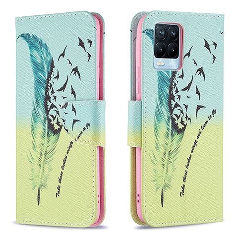 Coque Portefeuille Motif Fantaisie Livre Cuir Etui Clapet B01F pour Realme 8 4G Pastel Vert