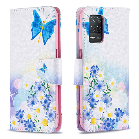 Coque Portefeuille Motif Fantaisie Livre Cuir Etui Clapet B01F pour Realme 8 5G Bleu