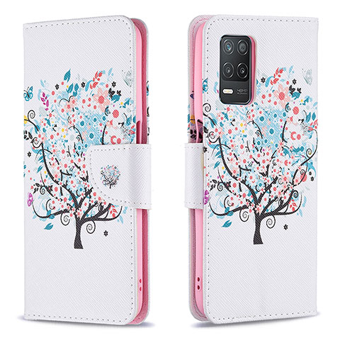 Coque Portefeuille Motif Fantaisie Livre Cuir Etui Clapet B01F pour Realme 8s 5G Blanc