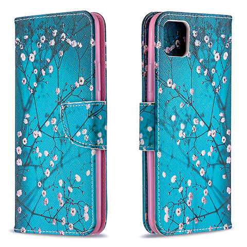 Coque Portefeuille Motif Fantaisie Livre Cuir Etui Clapet B01F pour Realme C20A Cyan