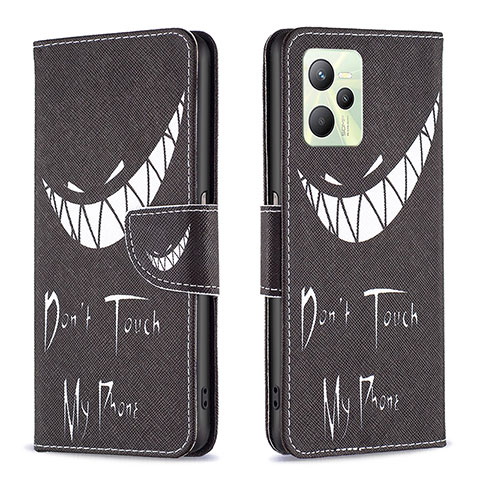 Coque Portefeuille Motif Fantaisie Livre Cuir Etui Clapet B01F pour Realme C35 Noir