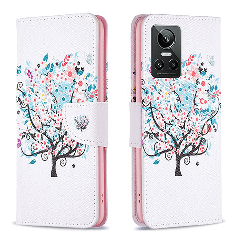 Coque Portefeuille Motif Fantaisie Livre Cuir Etui Clapet B01F pour Realme GT Neo3 5G Blanc