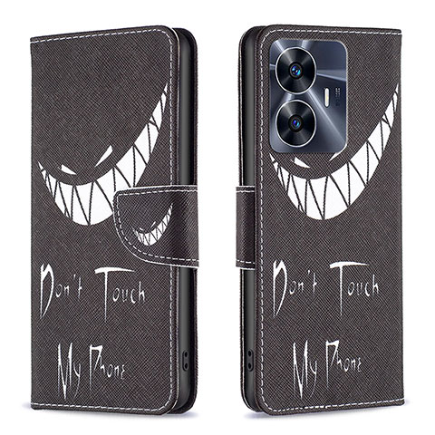 Coque Portefeuille Motif Fantaisie Livre Cuir Etui Clapet B01F pour Realme Narzo N55 Noir