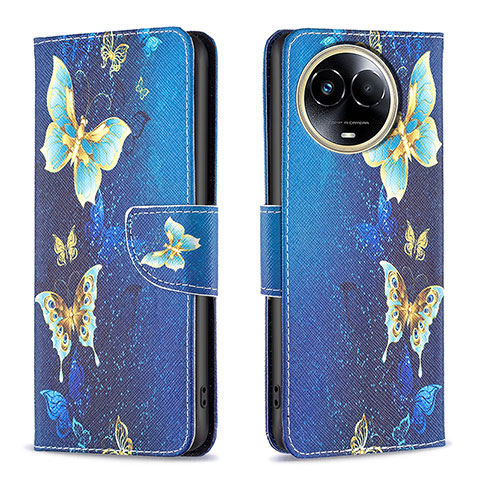 Coque Portefeuille Motif Fantaisie Livre Cuir Etui Clapet B01F pour Realme V50 5G Bleu