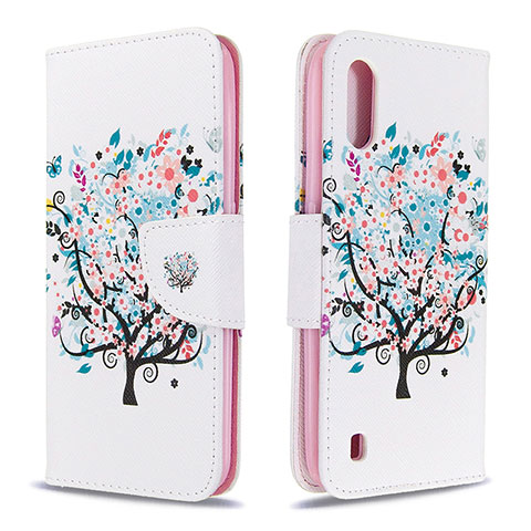 Coque Portefeuille Motif Fantaisie Livre Cuir Etui Clapet B01F pour Samsung Galaxy A01 SM-A015 Blanc