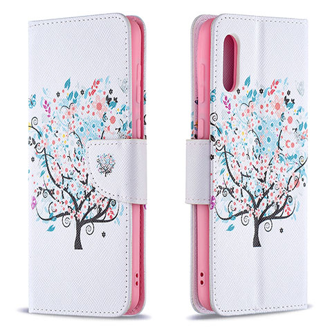 Coque Portefeuille Motif Fantaisie Livre Cuir Etui Clapet B01F pour Samsung Galaxy A02 Blanc